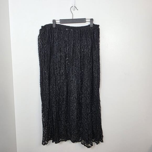Vintage Express Black Lacey Sheer Gothic 90s Witchy Costume Maxi Skirt Size L - Picture 6 of 7